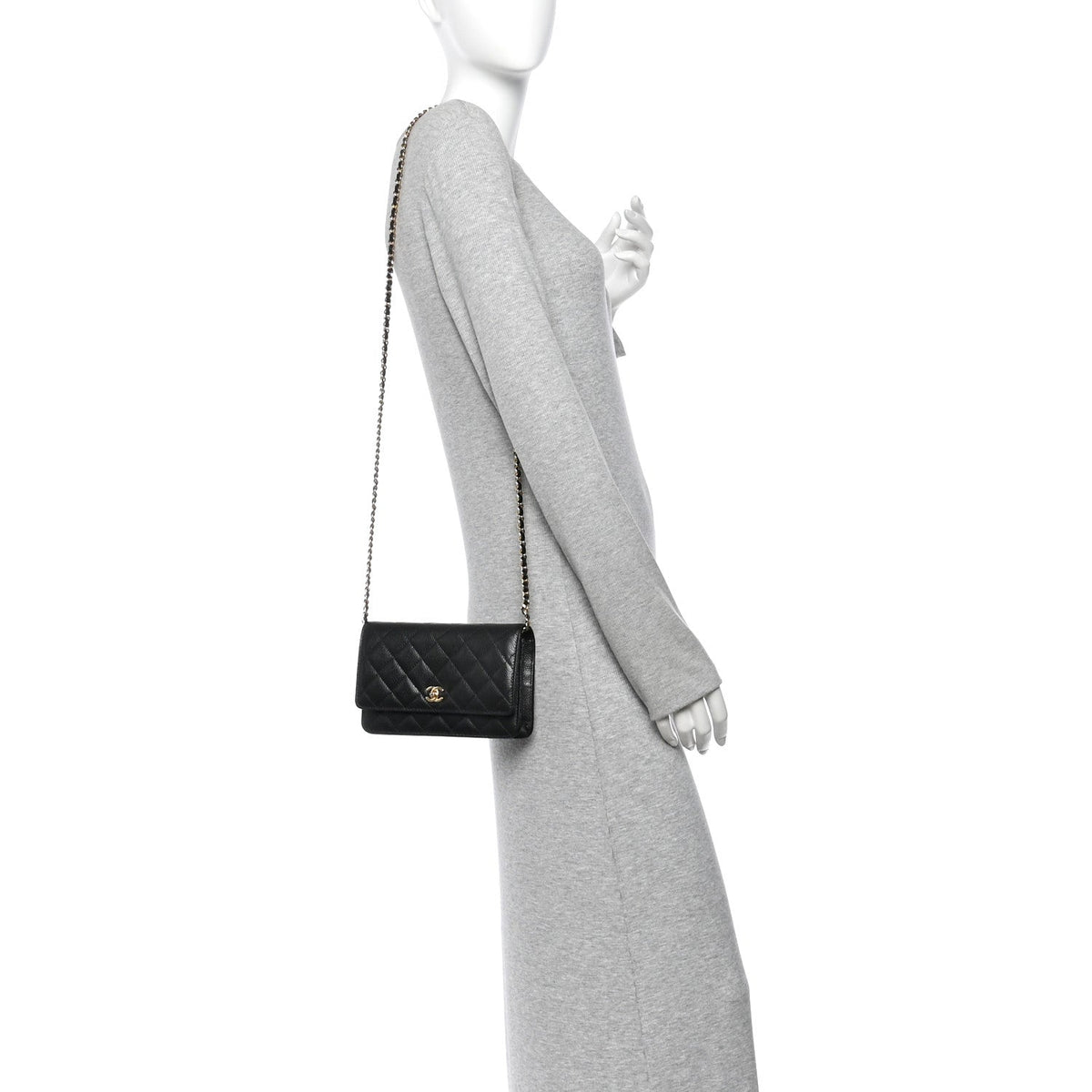 Caviar Quilted CC Turnlock Wallet On Chain WOC Black