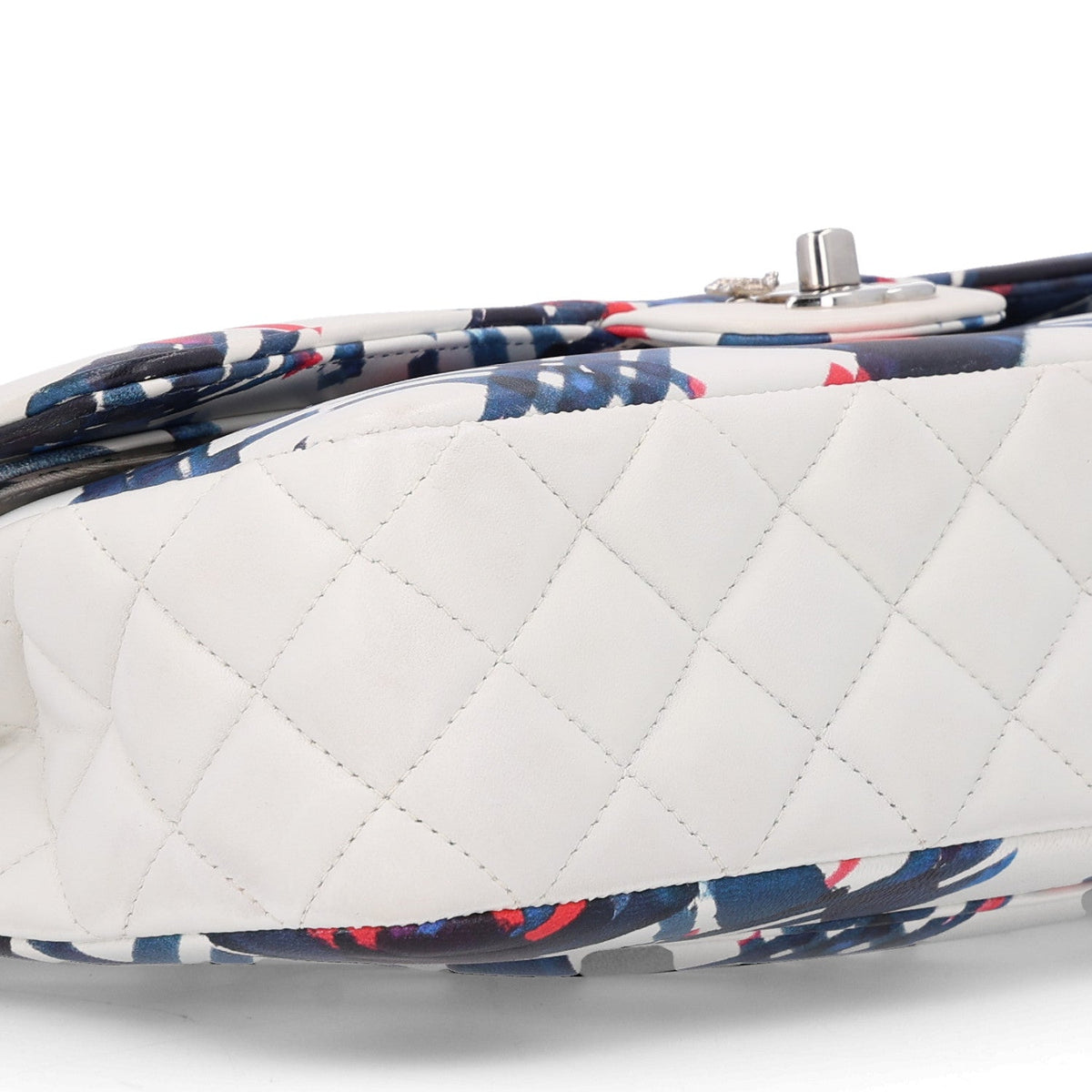 Lambskin Airline Printed Medium Double Flap White Red Blue