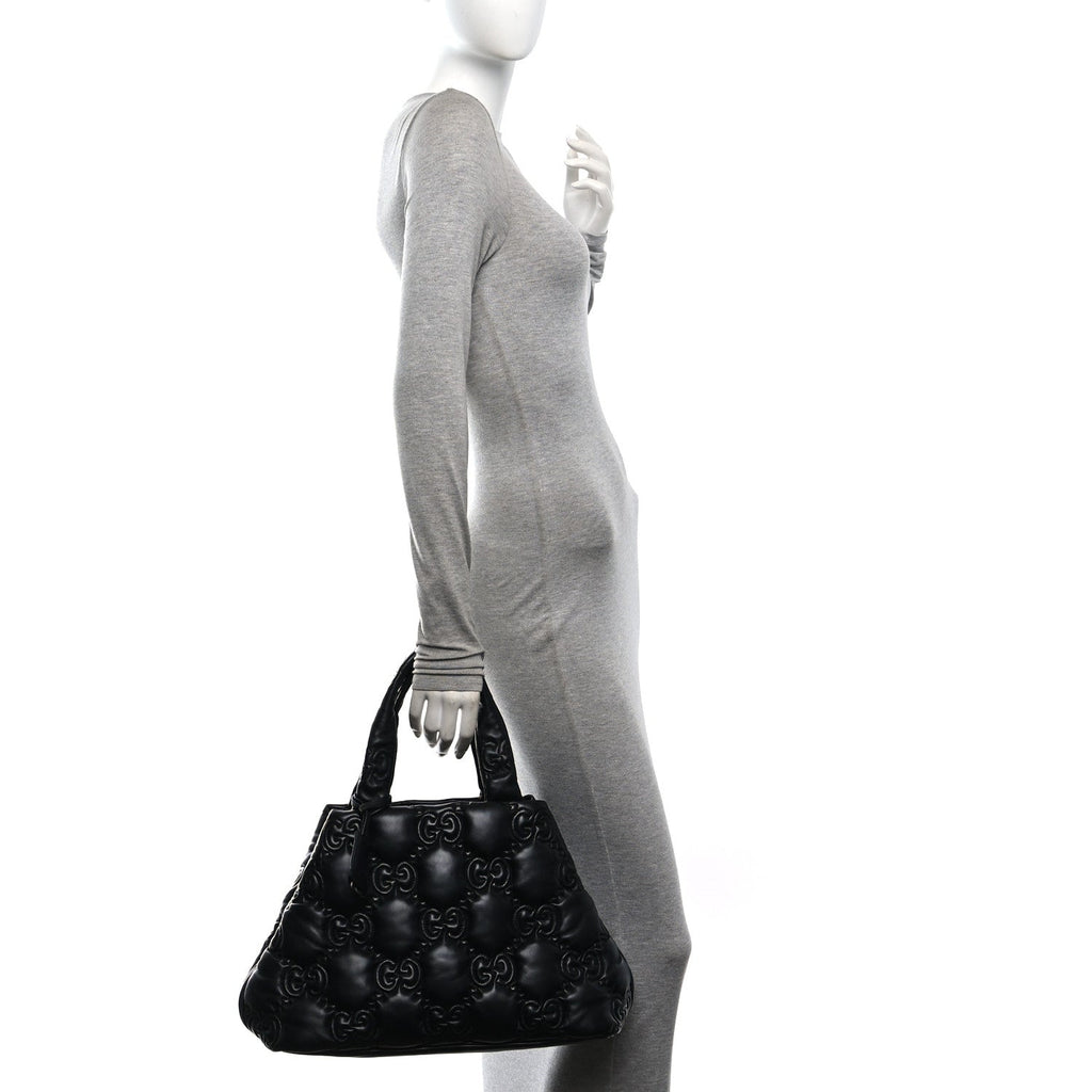 Calfskin GG Matelasse Large Tote Black
