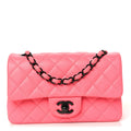 Lambskin Quilted Mini Rectangular Flap Coral Pink