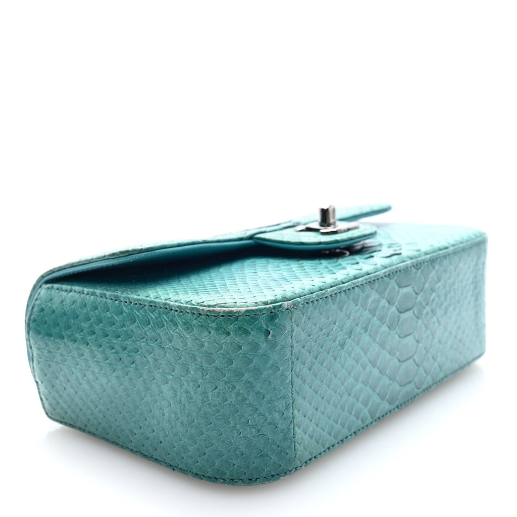 Snakeskin Mini Rectangular Flap Blue