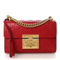 Guccissima Small Padlock Shoulder Bag Hibiscus Red