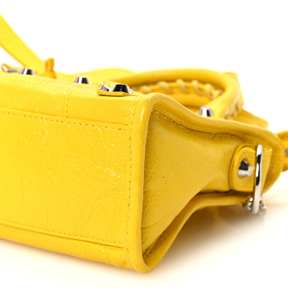 Agneau Classic Silver Hardware Mini City Yellow
