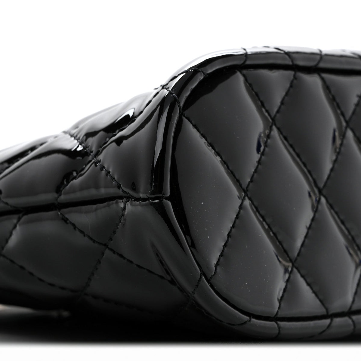 Patent Quilted Shiny Coco Small Shopping Bag Black