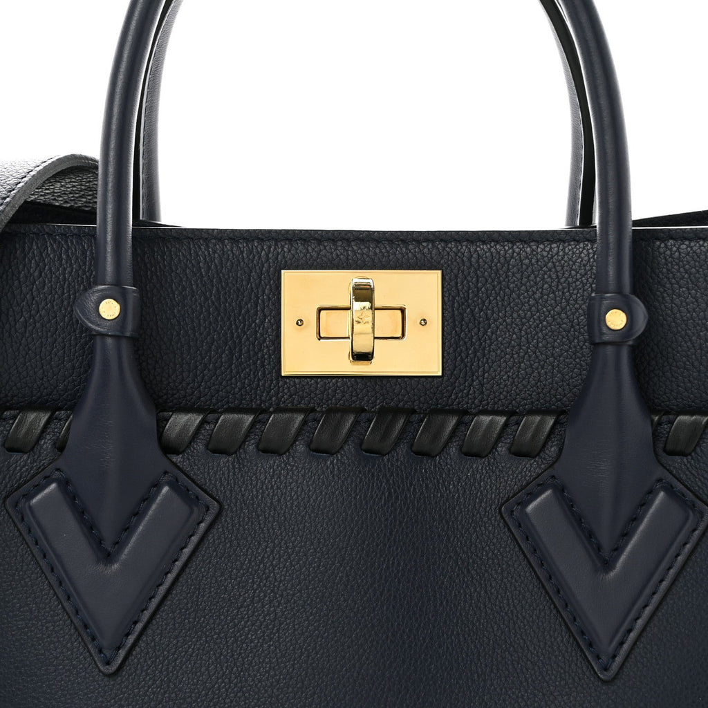 Calfskin Mahina Braided On My Side MM Navy Blue