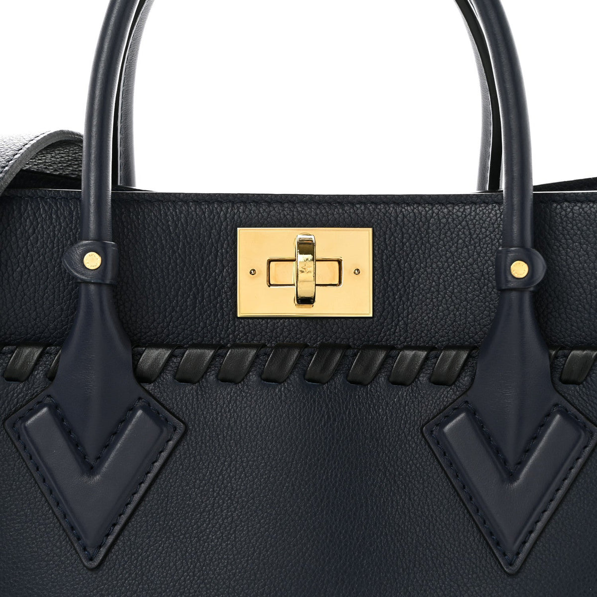 Calfskin Mahina Braided On My Side MM Navy Blue