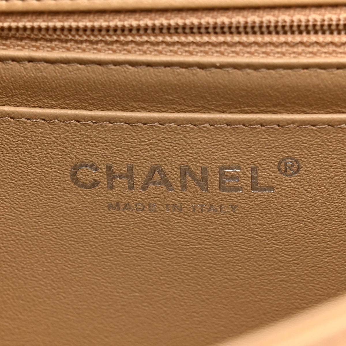 Lambskin Quilted Mini Rectangular Flap Dark Beige