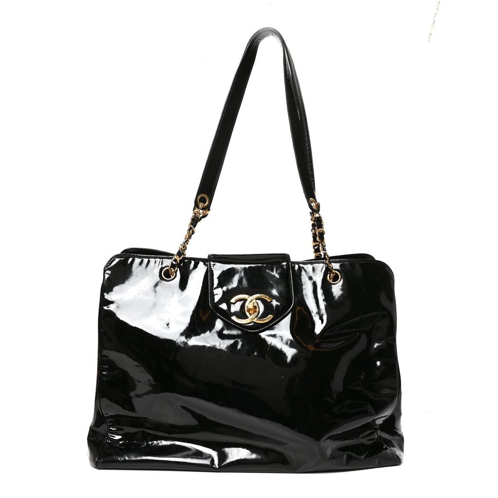 Patent Calfskin XL Weekender Bag Black