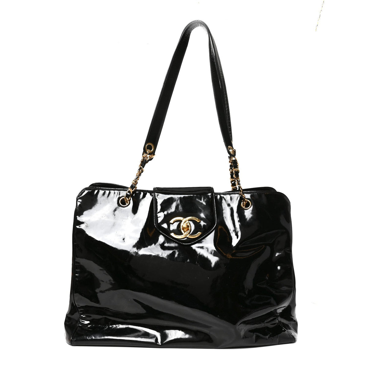 Patent Calfskin XL Weekender Bag Black