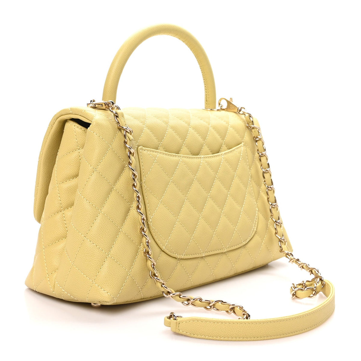 Caviar Quilted Small Coco Handle Flap Yellow