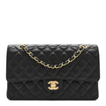 Caviar Quilted Medium Double Flap Black
