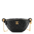 Lambskin Quilted Pillow Crush Belt Bag Black