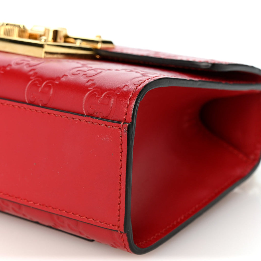Guccissima Small Padlock Shoulder Bag Hibiscus Red