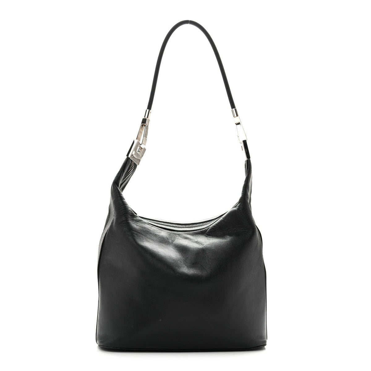 Calfskin GG Small Clasp Hobo Black
