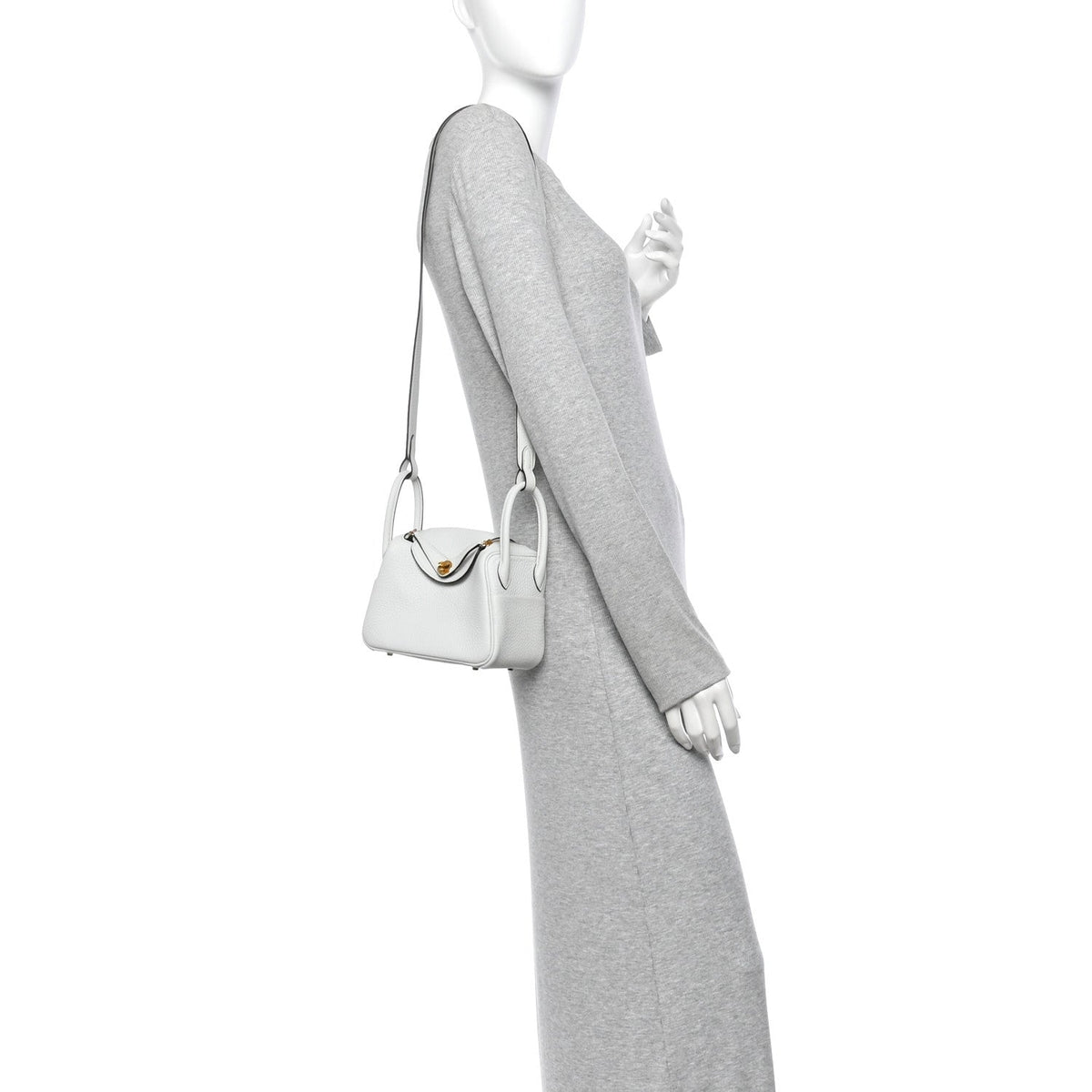 Taurillon Clemence Mini Lindy 20 Gris Platine