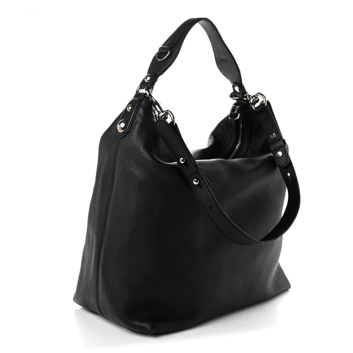Pebbled Calfskin Large Icon Bit Hobo Black