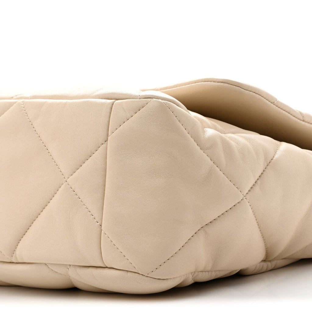 Lambskin Quilted Maxi Chanel 19 Flap Beige
