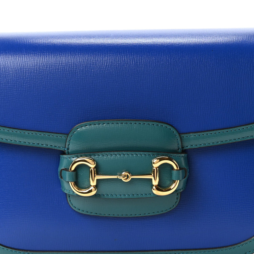 Azalea Calfskin Horsebit 1955 Shoulder Bag Imperial Blue Pavone
