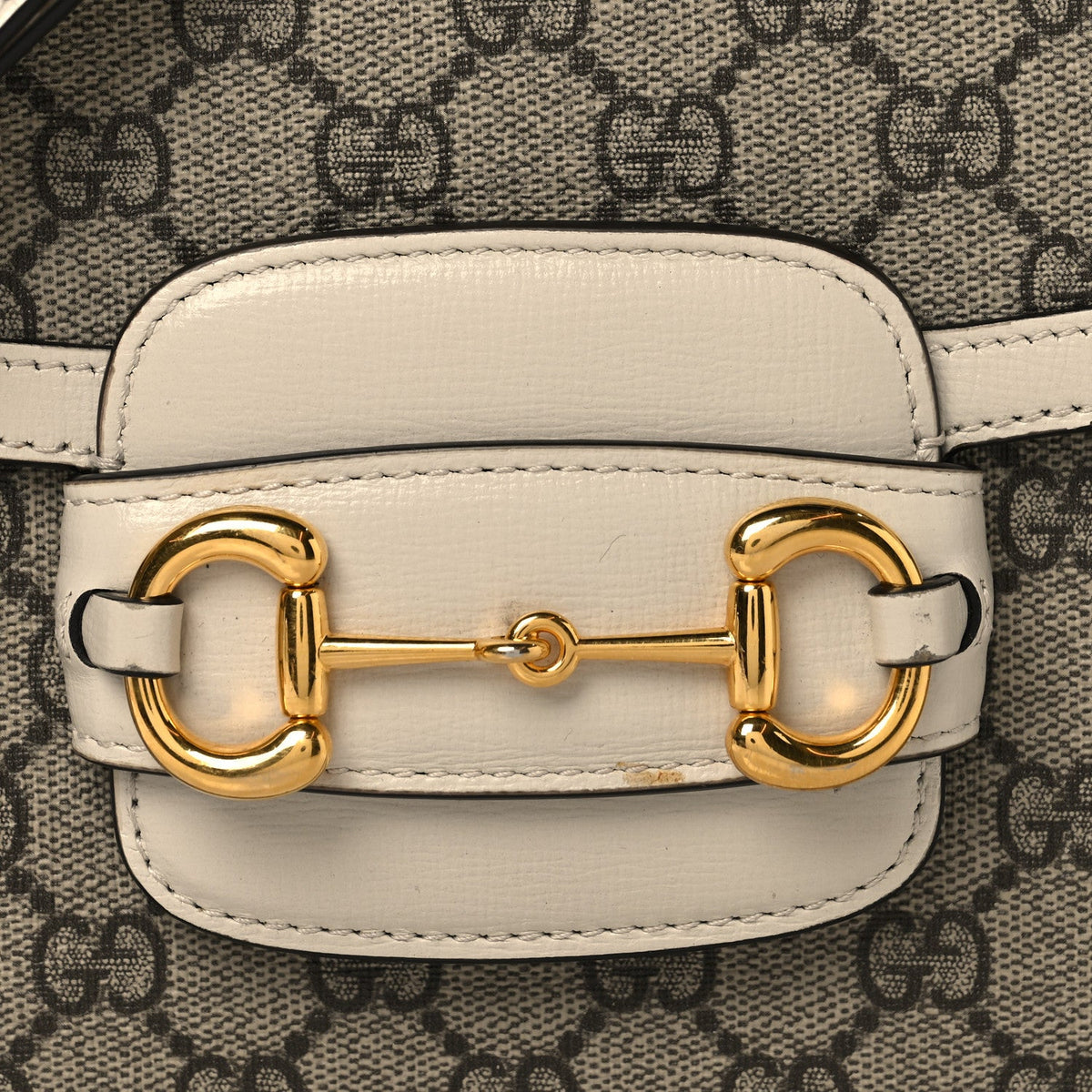 GG Supreme Monogram Horsebit 1955 Shoulder Bag Beige Mystic White