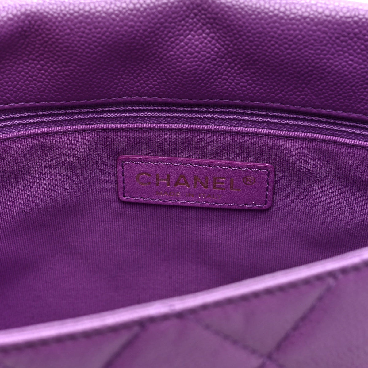 Shiny Caviar Quilted Large Chain Melody Flap Purple