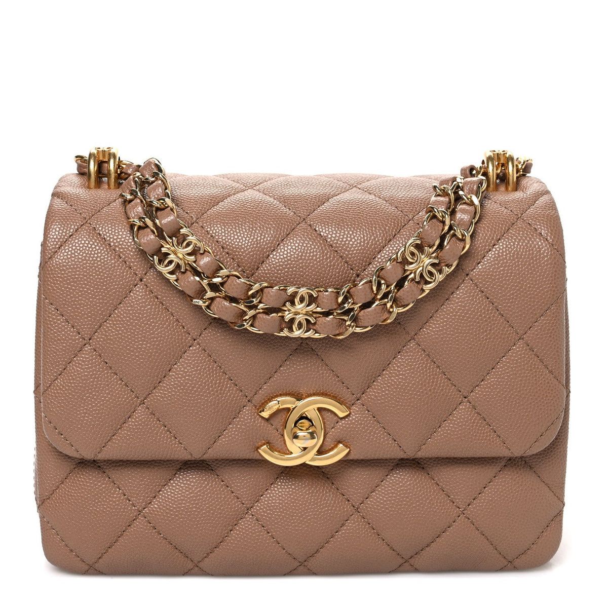 Caviar Quilted Mini Coco First Flap Beige