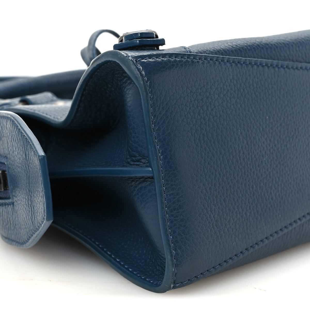 Grained Calfskin Neo Classic Silver Hardware Mini City Petrol Blue