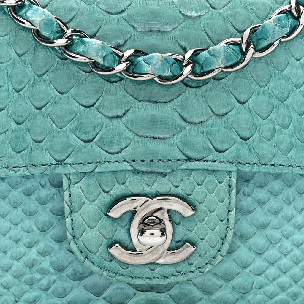 Snakeskin Mini Rectangular Flap Blue