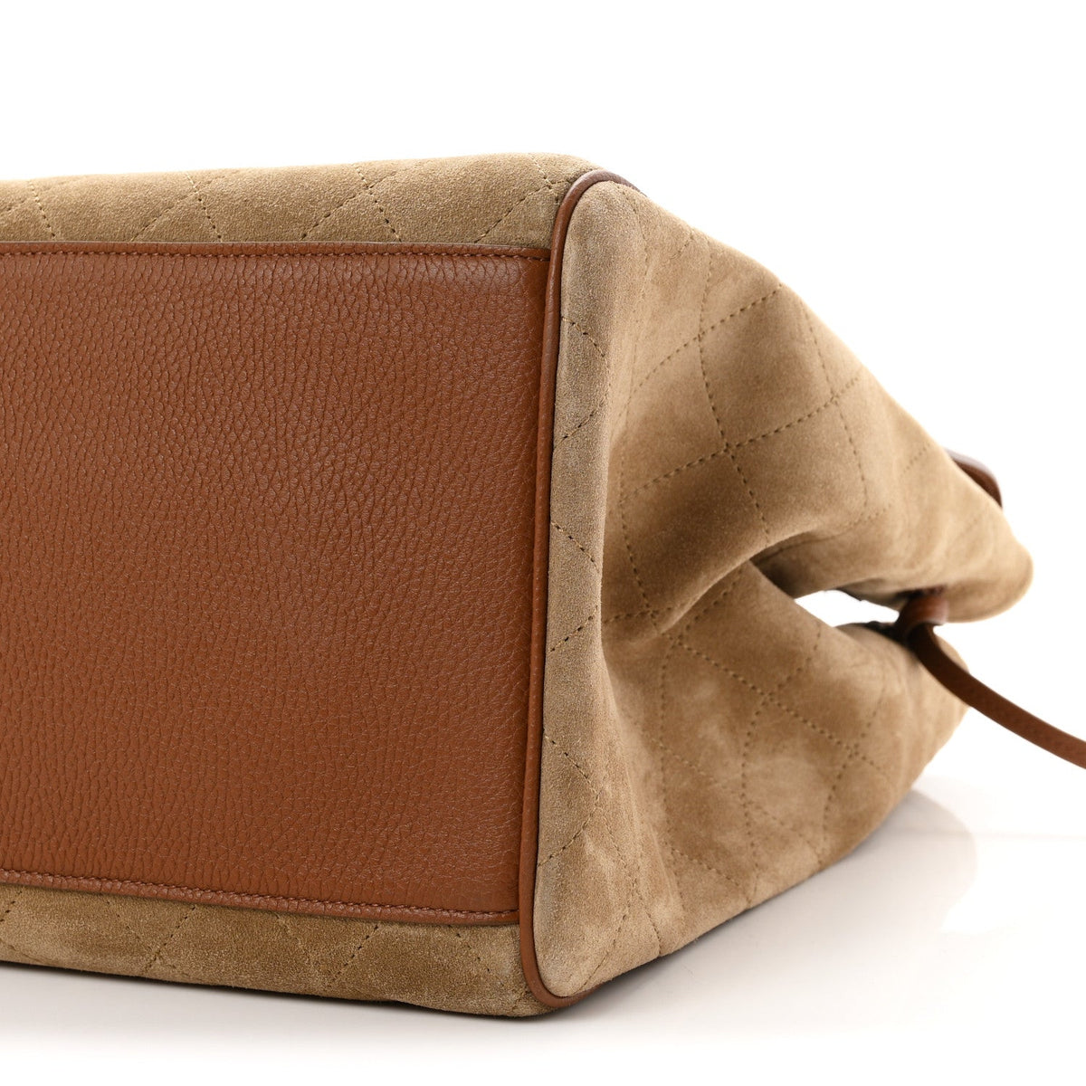 Grained Calfskin Suede Large Urban Essentials Shopping Bag Dark Beige Camel