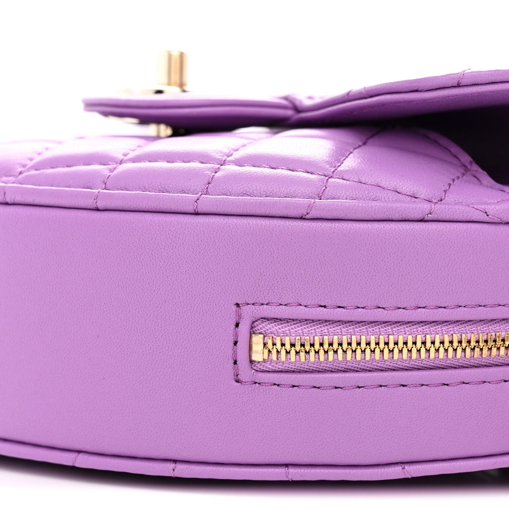 Lambskin Quilted CC In Love Heart Bag Purple