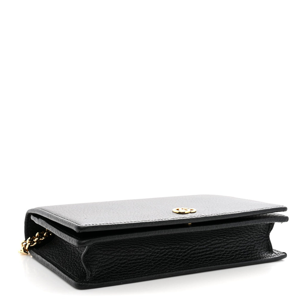 Calfskin Mini GG Marmont Chain Wallet Black