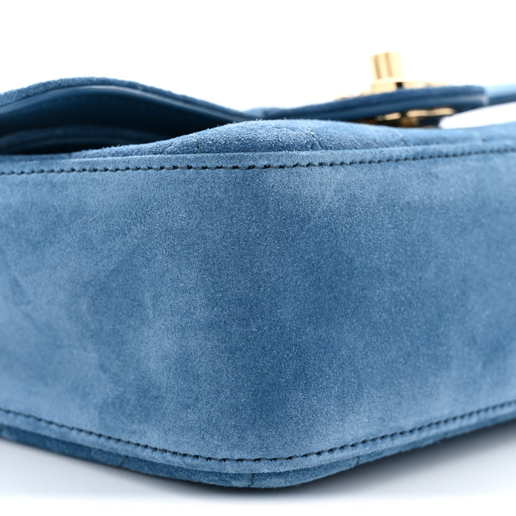 Suede Calfskin Mini Souplissimo Flap Blue
