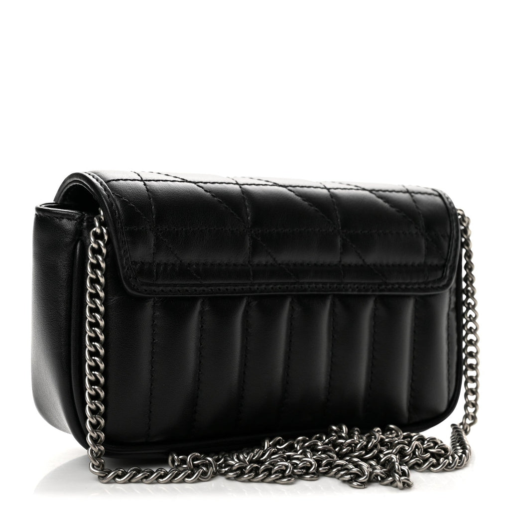 Calfskin Matelasse Aria Super Mini GG Marmont Shoulder Bag Black