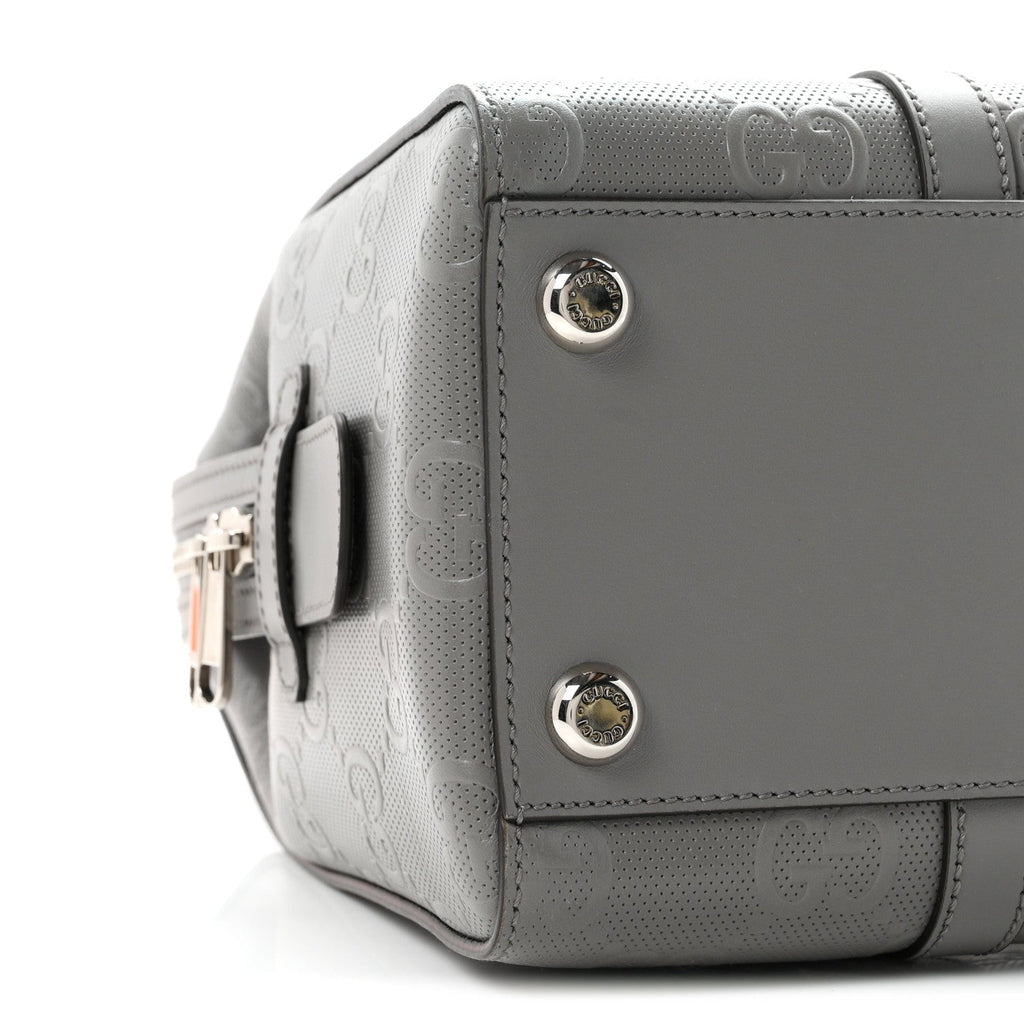 Calfskin GG Tennis Embossed Tote Bag Dusty Grey