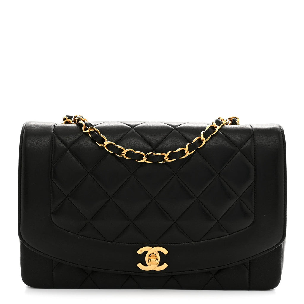Lambskin Quilted Medium Single Flap Black