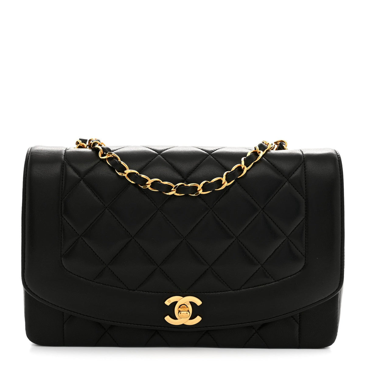 Lambskin Quilted Medium Single Flap Black