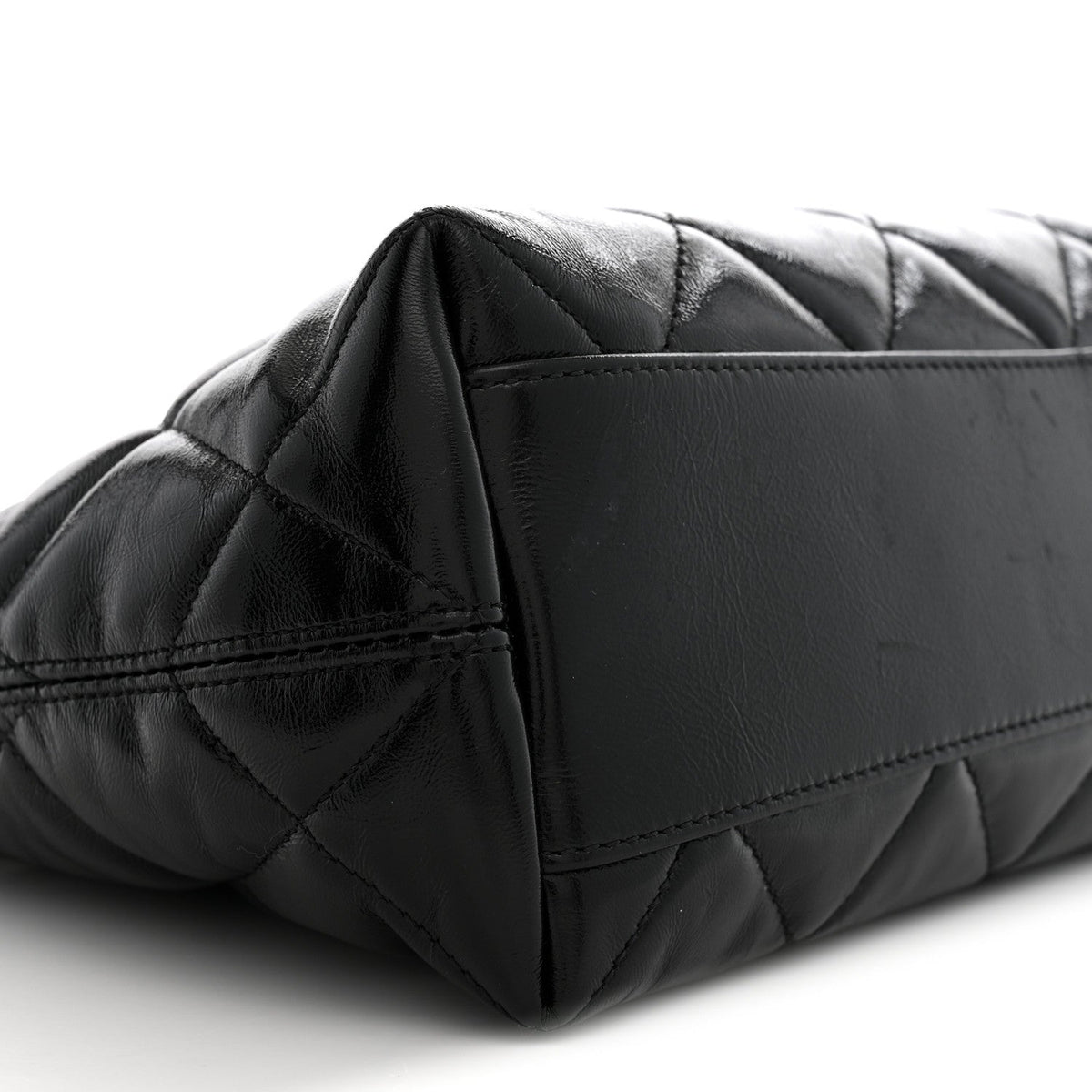 Shiny Crumpled Lambskin Quilted CC Funky Town Hobo Black