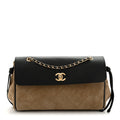 Grained Calfskin Suede Urban Essentials Flap Dark Beige Black