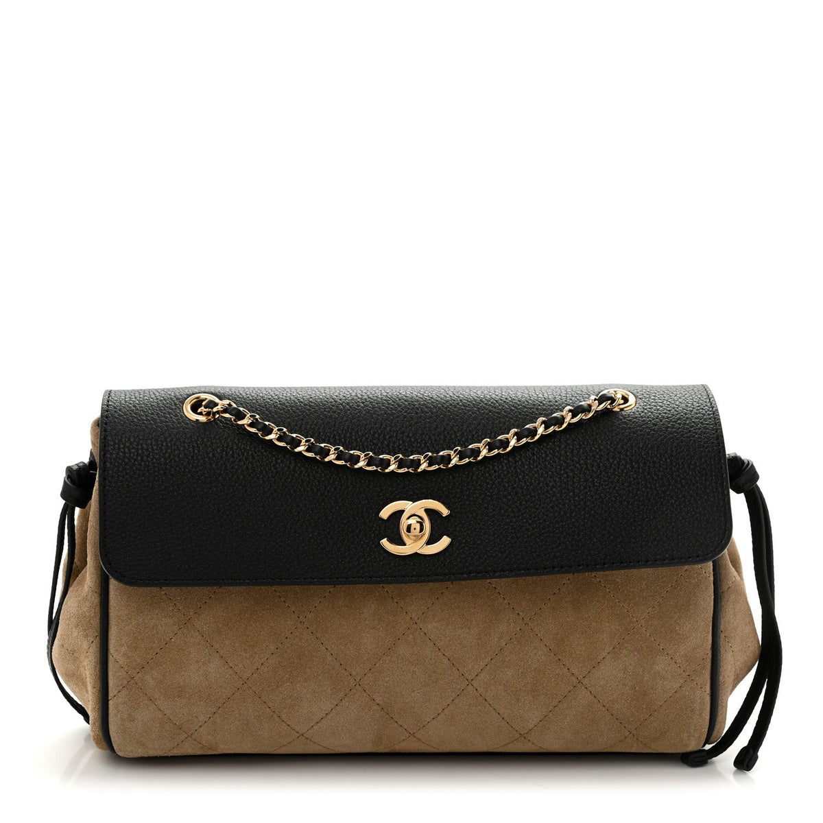 Grained Calfskin Suede Urban Essentials Flap Dark Beige Black