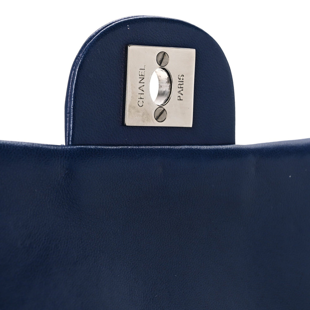 Lambskin Quilted Strass Flap Dark Blue
