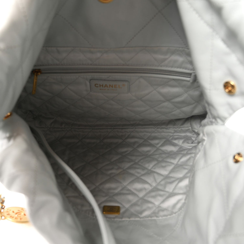 Shiny Calfskin Quilted Small Chanel 22 Light Blue