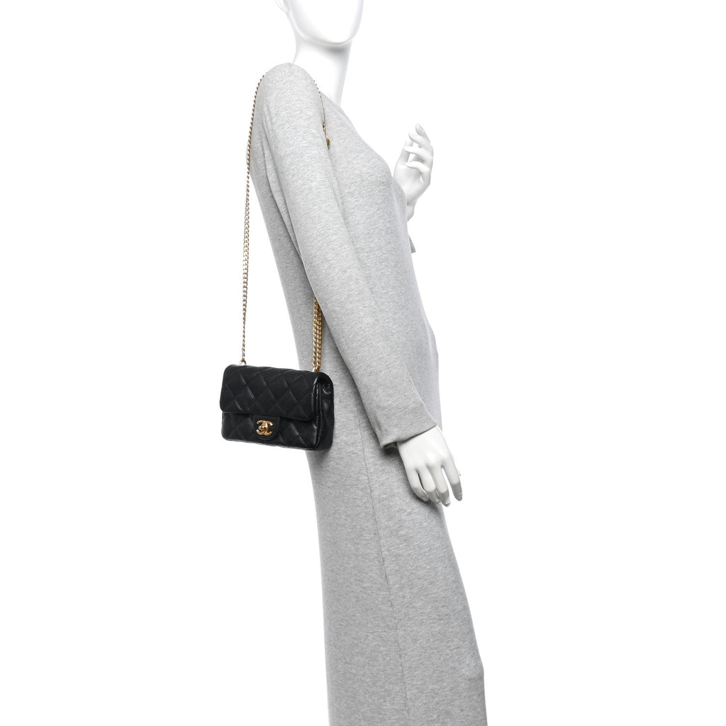 Caviar Quilted Mini Sweetheart Rectangular Flap Black