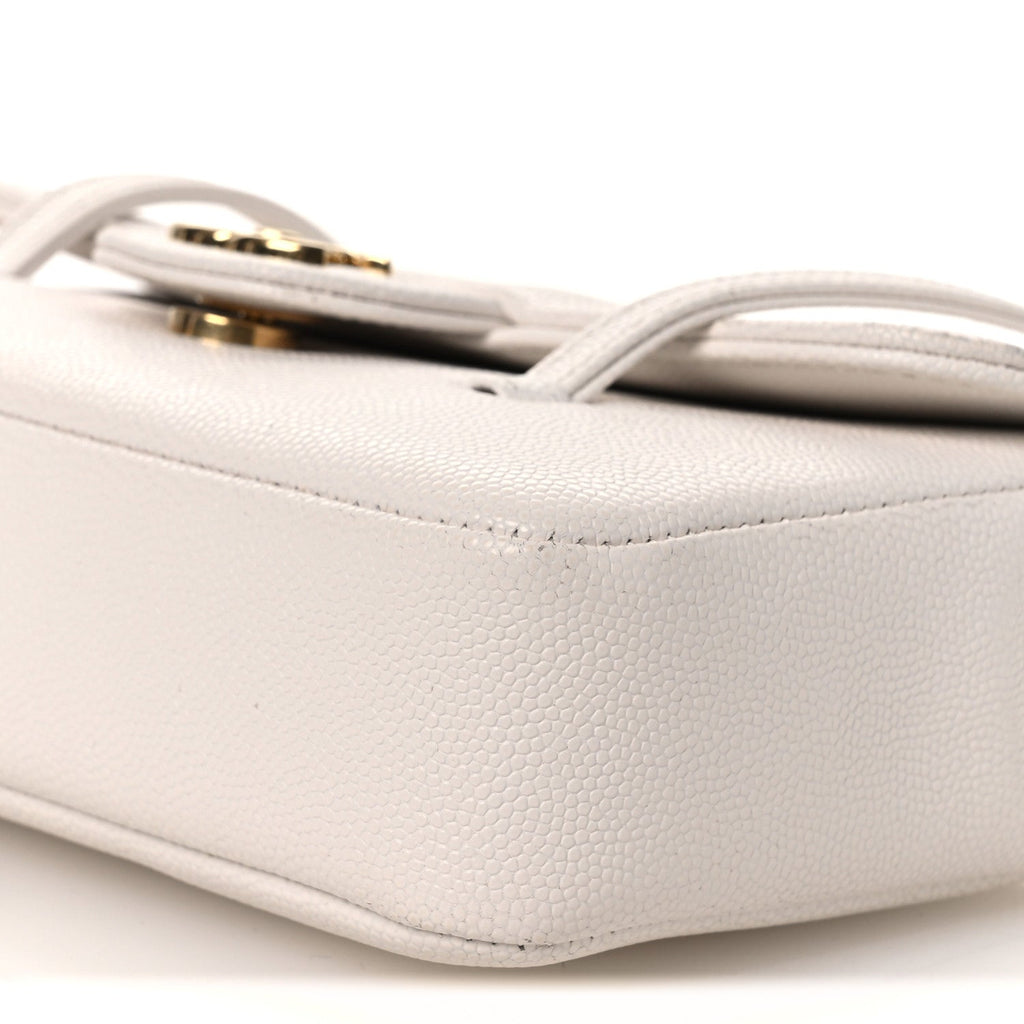 Shiny Caviar Mini Preppy Coco Shoulder Bag White