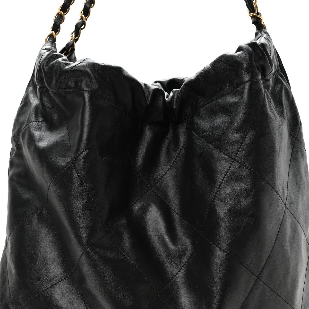 Calfskin Quilted Large Chanel 22 Black White