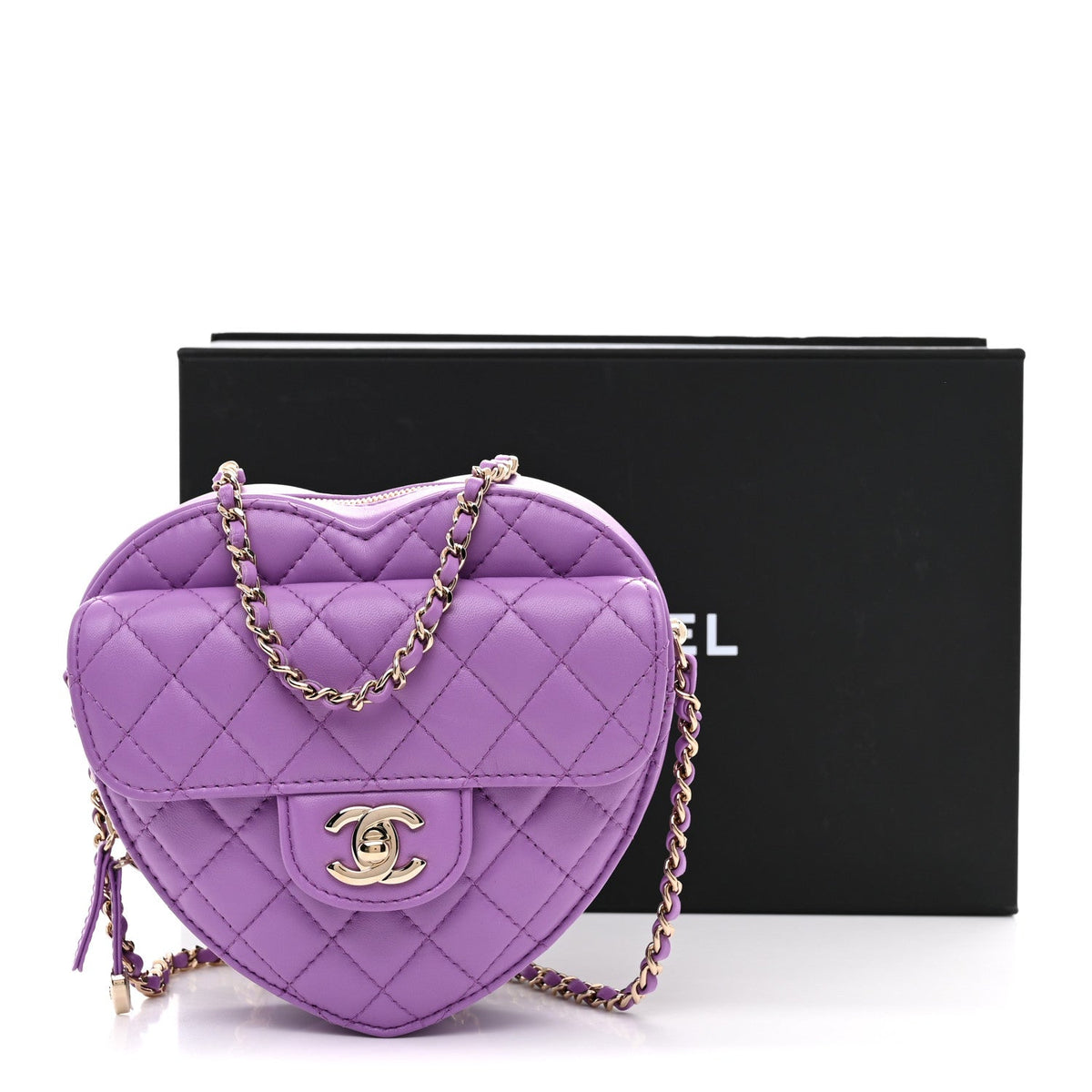 Lambskin Quilted CC In Love Heart Bag Purple