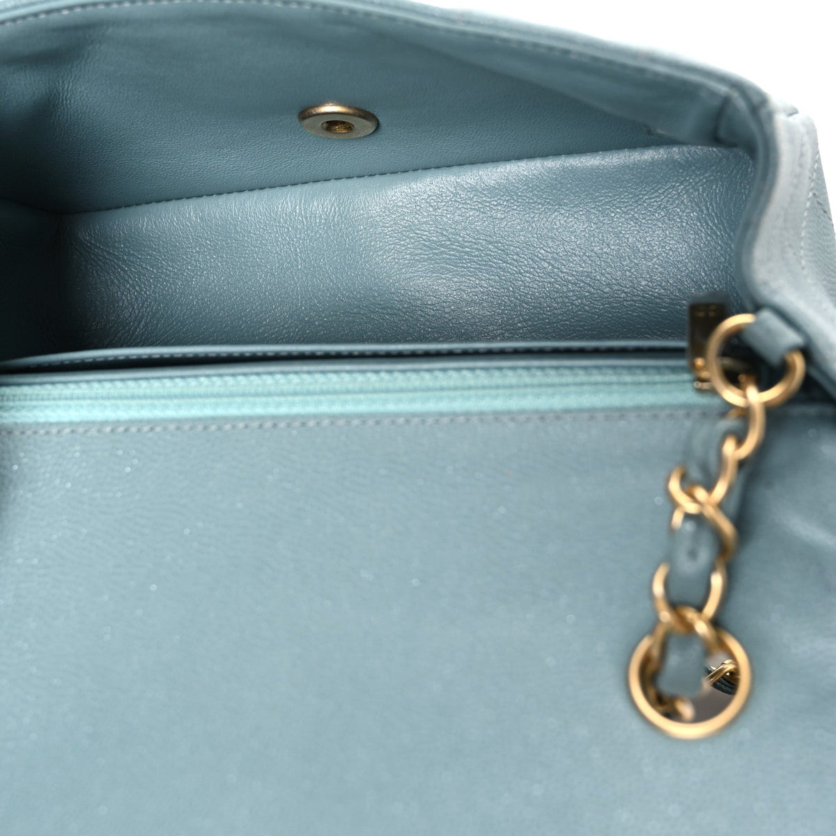 Caviar Quilted Mini Rectangular Flap Blue