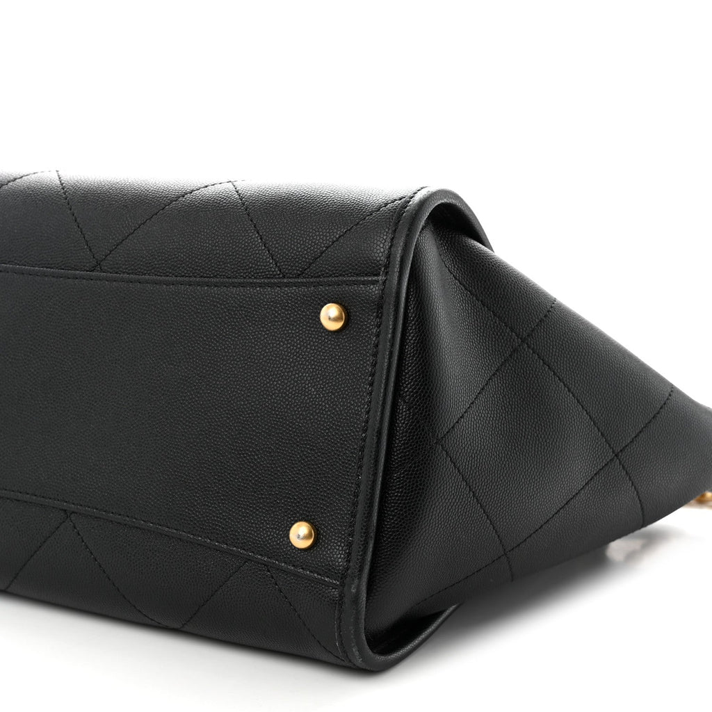 Caviar Stitched Pocket CC Large Tote Black
