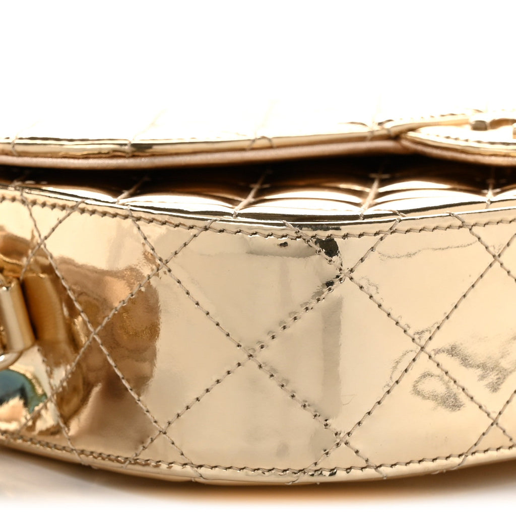 Mirror Calfskin Metallic Calfskin Medium Hollywood Boulevard Flap With Star Coin Purse Light Gold