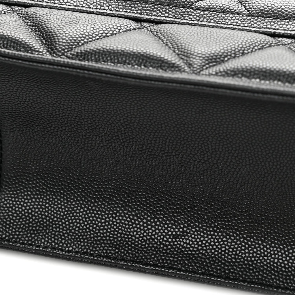 Caviar Quilted Large Shopping Tote Black