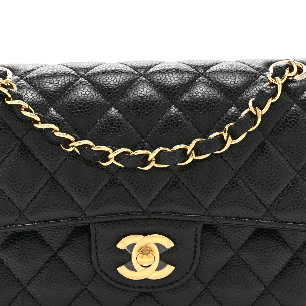Caviar Quilted Small Double Flap Black