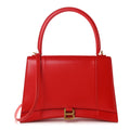 Shiny Box Calfskin Medium Hourglass Top Handle Bag Bright Red